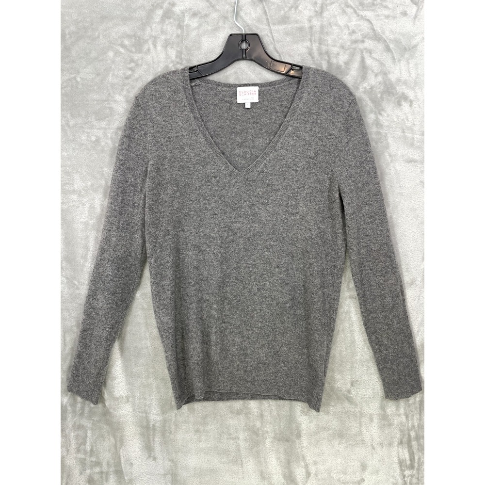 TSE x CLAUDIA SCHIFFER Cashmere Women's Size S  Pullover V- Neck  Sweater Gray